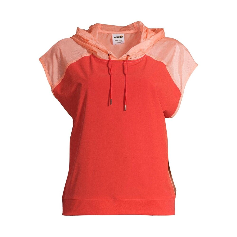Avia Women Short Sleeve Orange Cap Sleeve Hoodie Active Wear Size Extra Large XL